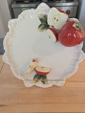 Kaldun & Bogle Hand-Painted White Ceramic Apple Accent Plate